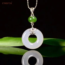 CYNSFJA Real Certified Natural Hetian Jade 925 Sterling Silver Fine Jewelry Amulets Peace Buckle Pendant High Quality Best Gifts CYNSFJA Real Certified Natural Hetian Jade 925 Sterling Silver Fine Jewelry Amulets Peace Buckle Pendant High Quality Best Gifts