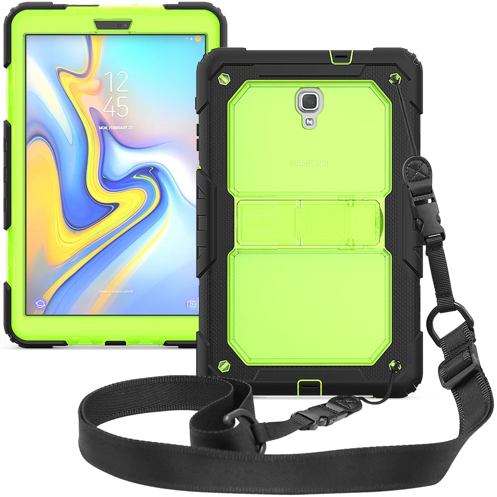 Кремния + PC Combo + ремень Tablet Case для Samsung Galaxy Tab A A2 10,5 "2018 T590 T595 Дети дети Безопасный Drop Сопротивление Крышка