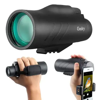 

12x50 Ultra HD Monocular with Scope Mounting Base Rifle Rail - 2019 New Waterproof Hunting Monocular with Smartphone Holder