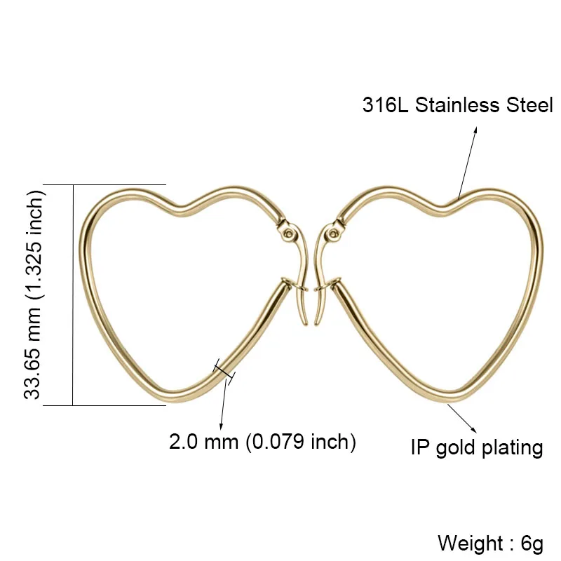 Топ Мода, любовь, сердце серьги для женщин золото/серебро цвет нержавеющая сталь, романтичное кольцо серьги женские модные ювелирные изделия - Окраска металла: 1369 Gold