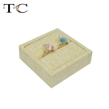 Free Shipping Wholesale Linen Ring Display Stand Tray Organizer Show Case Beige Rings Jewelry Display Organizer Show Shelf
