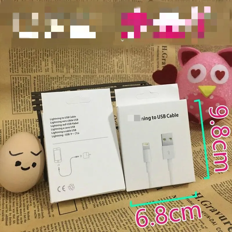Оптовая продажа Розничная коробка для Micro 8 Pin USB кабель Шнур IOS 10 9 3 iPhone 7 6 plus 5 5S iPod