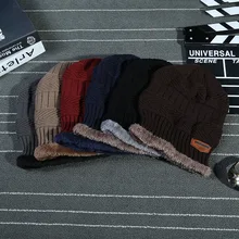 Зимняя шерстяная шапка плюс кашемир модная теплая плюшевая вязаная шапка