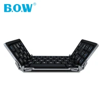 mini wireless bluetooth B.O.W  Portable Folding Bluetooth Keyboard, Pocket size  Folded Aluminum Wireless Mini Keyboard Case for Tablet/iPad /iPhone (1)
