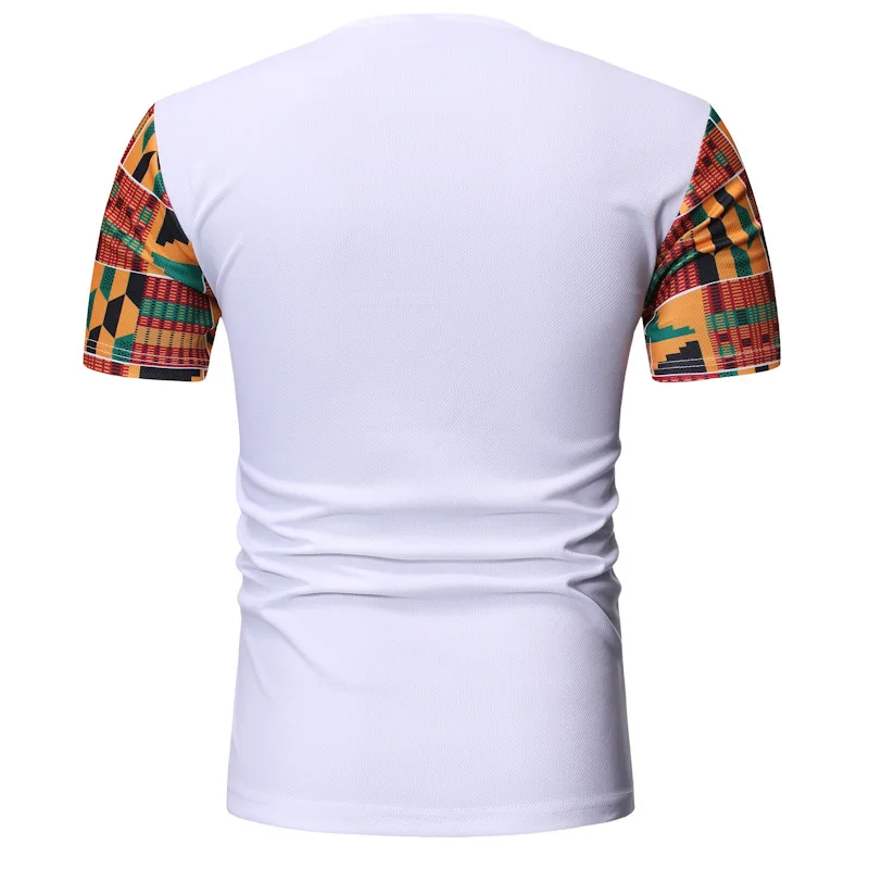 T-shirt blanc noir hommes wax dashiki 55