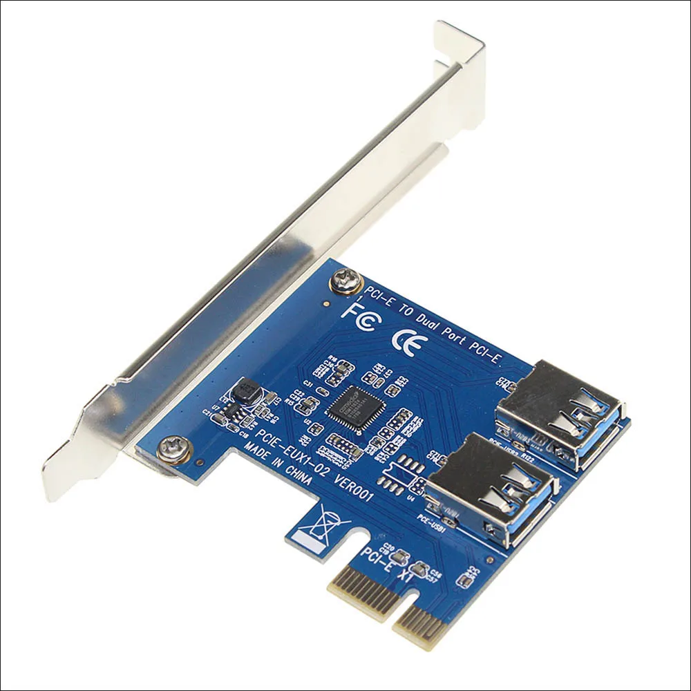 PCIe Riser Card 1-2 pci-e 1X pci-e 16X слот с USB 3.0 Мощность добыча кабель адаптер Conveter для Bitcoin