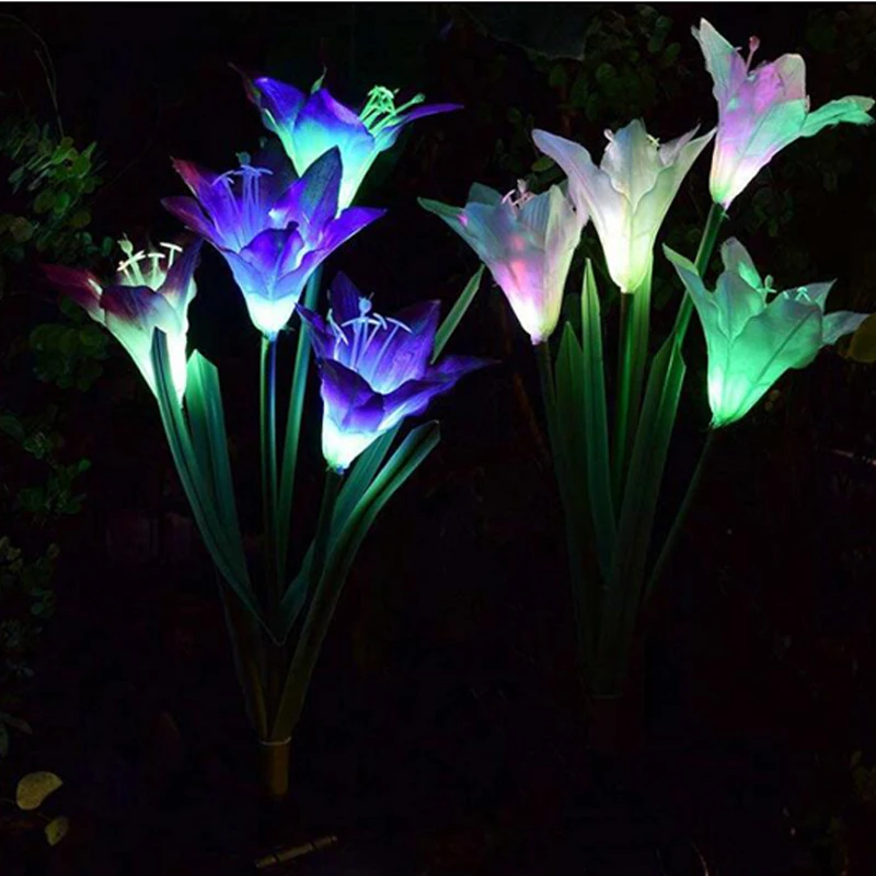 Solares para Decoração do Jardim Natal ao ar Iluminação à Prova Luzes Solar Lâmpada Colorida 16 Pçs Flores Lírio Livre Dwaterproof Água Luz Led 2 natal ao ar livre iluminação à prova dwaterproof água luz solar