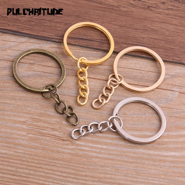 20 pcs/lot Key Ring Key Chain 6 Colors Plated 50mm Long Round Split  Keychain Keyrings Wholesale