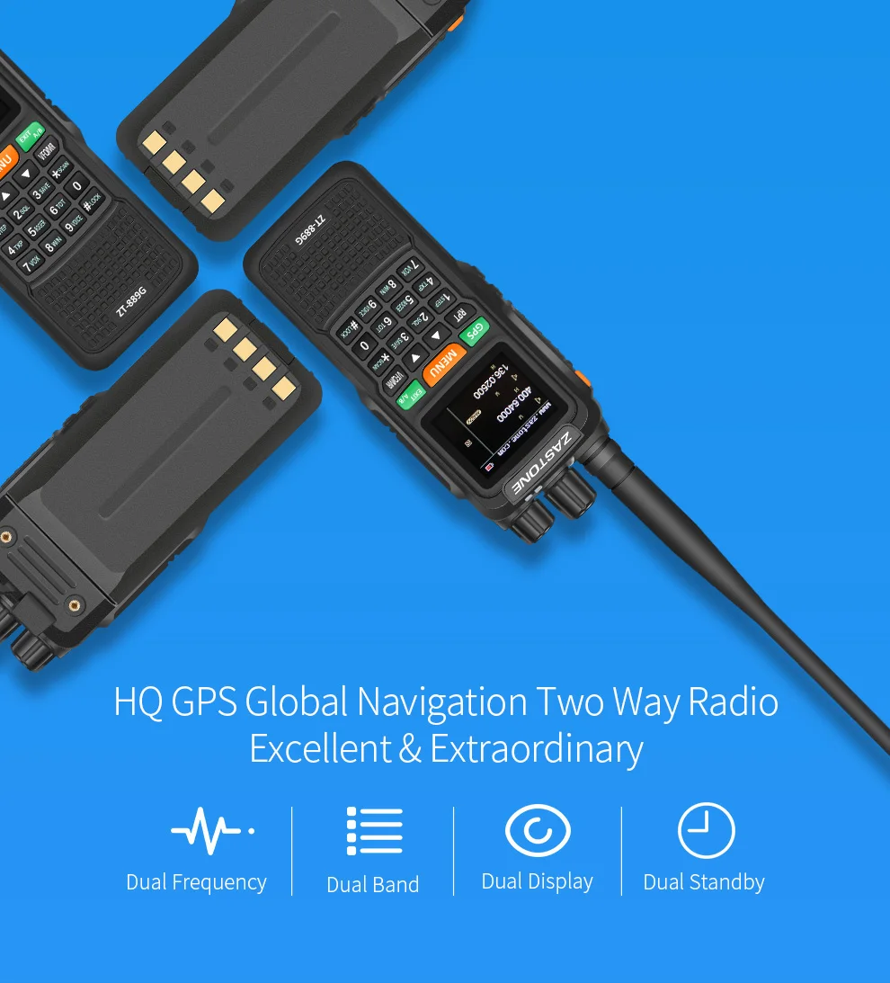 ZASTONE ZT-889G gps SOS портативная рация 10 Вт 3000 мАч VHF/UHF 400-520/134-174 МГц 999CH радиопередатчик