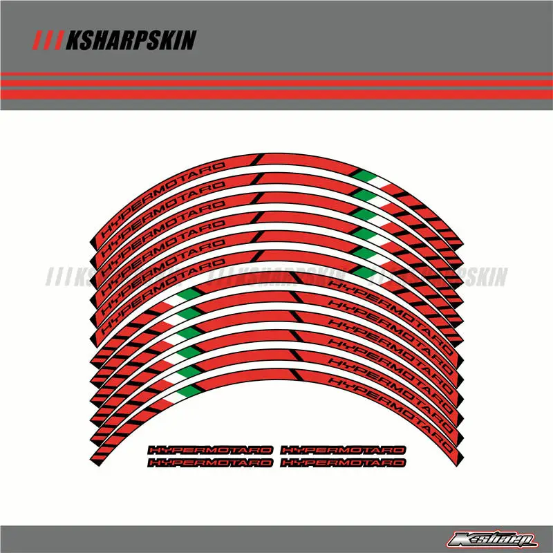 12 X толстый край внешний обод наклейка полоса колеса наклейки подходят для всех DUCATI HYPERMOTARD 939 796 - Цвет: K-LQT-DUC-HYP-01