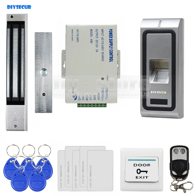 Diysecur отпечатков пальцев 125 кГц RFID ID Card Reader металлический корпус двери Система контроля доступа Kit+ магнитный замок+ пульт Управление F2