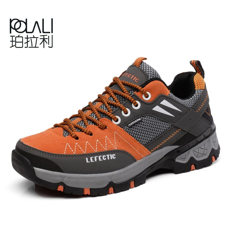 

POLALI 2017 New Anti-Slippery Men Hiking Shoes Outdoor Climbing Mountain Hunting Trekking Fishing Brand Hiking Shoes Sneaker