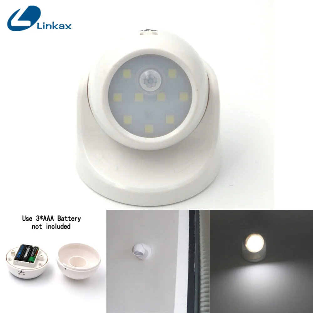 

Security 9 LED Led Motion Sensor Night Wall Light 360 Degree Rotation Auto PIR IR Infrared Detector Lamp Children's Nightlight