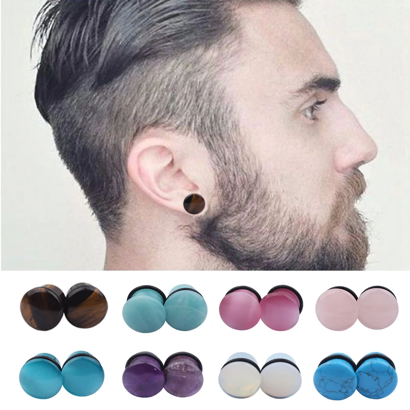 

New Fashion Nature Stone Ear Plugs Tunnel Piercings Plugs Earring Gauges Ear Expanders Stretcher Plug Ear Body Jewelry 4-16mm