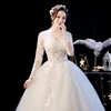 Customized Bride's Lace Up Wedding Dress Retro-vintage V-neck Ball Gown Wedding Dresses Princess Bridal Dresses 3