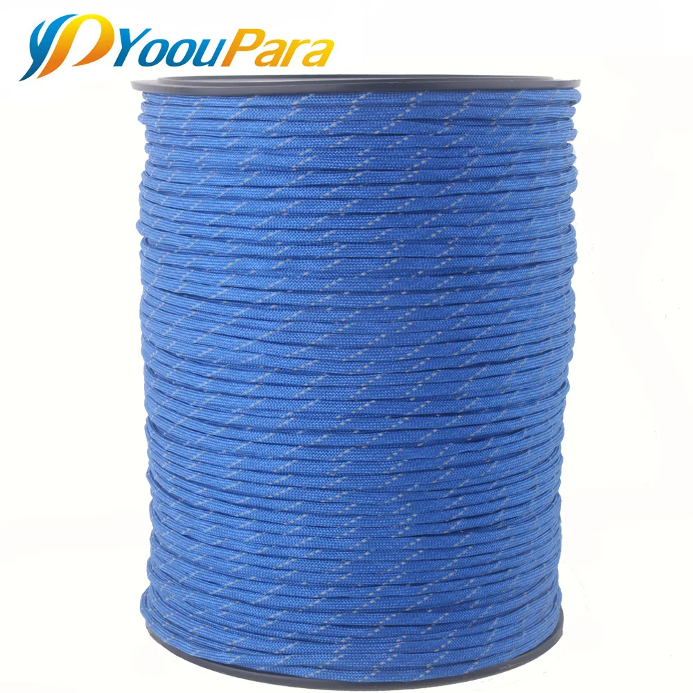 Kopen 1000 Voeten Spoelen Reflecterende Paracord 7 Strand Parachute voor Outdoor Campling Tent Wind Touw DHL Gratis Groothandel Paracord