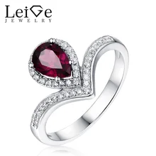 Leige Jewelry Pear Cut Garnet Ring Natural Red Gemstone Sterling Silver January Birthstone Promise Rings for Her Fine Jewelry