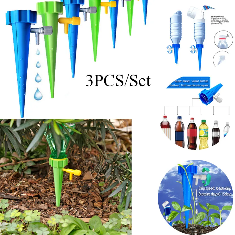 

3pcs/set Automatic Watering Tools Watering Drip Device Gardening Flower Pot Plant Potted Watering Spikes Irrigation System