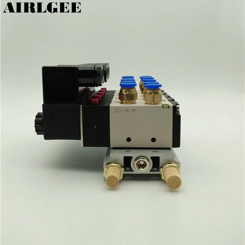 4V210 08 DC24V 2 положения 5 способ Четырехместный электромагнитный клапан Алюминий
