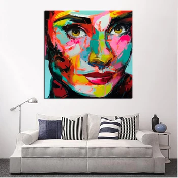 

RELIABLI Wall Art Canvas Painting Colorful Face Oil Painting Decorative Art Print on Canvas For Living Room Modern Decoration