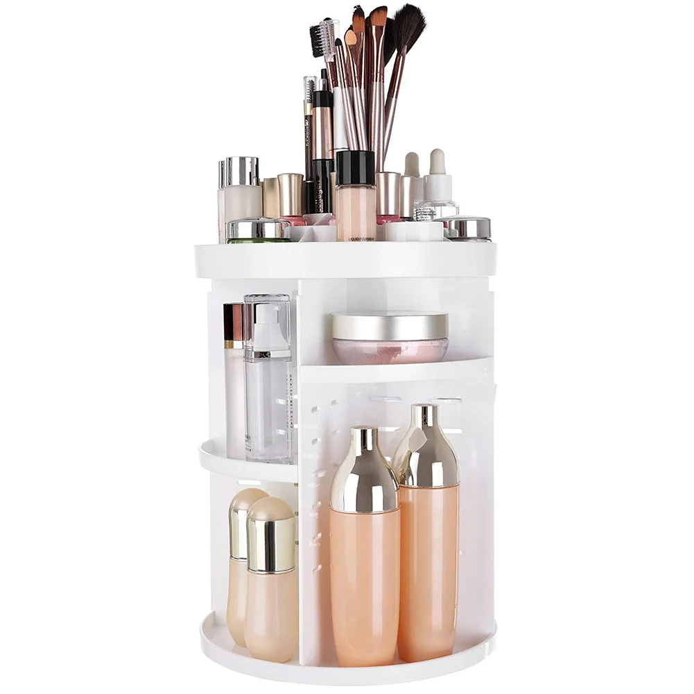 

360 Degree Rotation Makeup Organizer Adjustable Countertop Cosmetic Storage Box Display Large Capacity 7 Layers for makeups