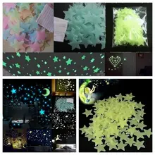 100 шт./упак. 3D стены Стикеры s для детской комнаты звезды светиться в темноте светящийся Блестящий Стикеры s "сделай сам" для детей, Enfant, настенный Стикеры