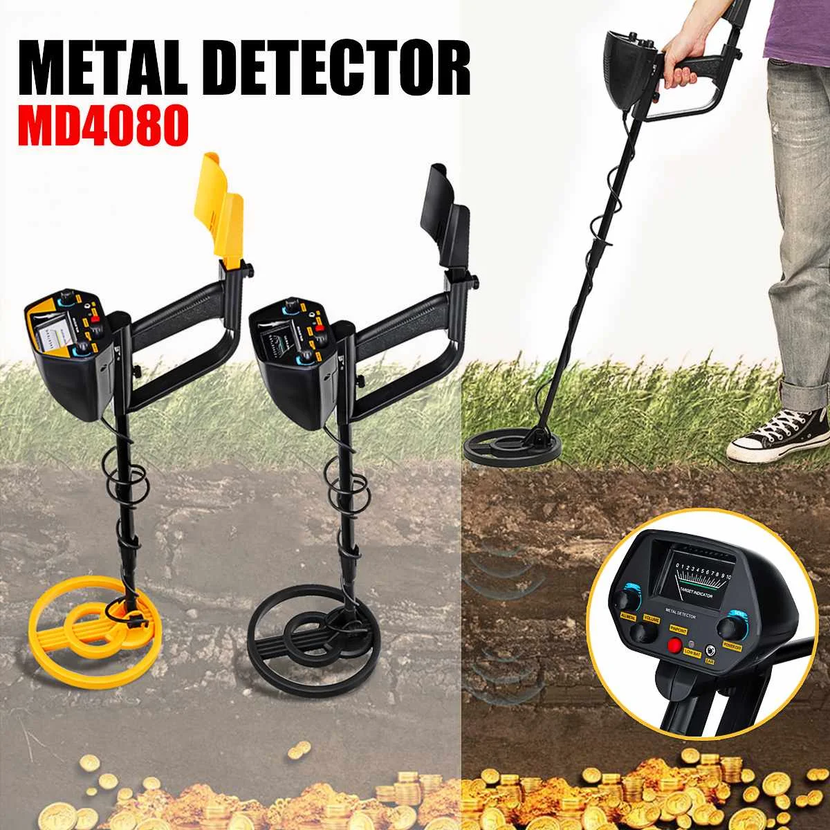 

MD4080 Metal Detector Gold Deep Sensitive Searching Digger Pinpointer Treasure Hunter