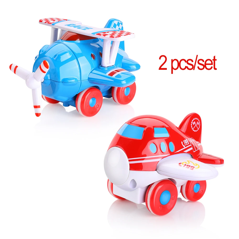 2pcs/set Mini Model Aircraft Plastic Alloy Diecast Colorful Aircraft Cute Cartoon Airplane Toys
