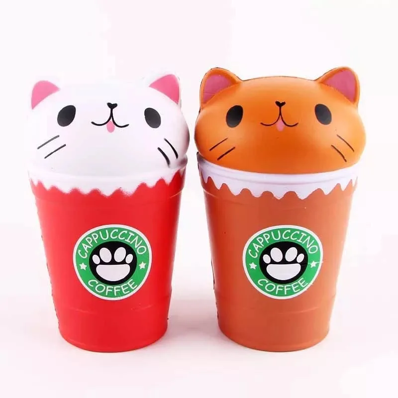 

Slow Rebound Squishy Toys Coffee Cup Cat Head Decompression Vent Toy Squeezing Cat Cute Kawaii Squishy Decompression Adult Child