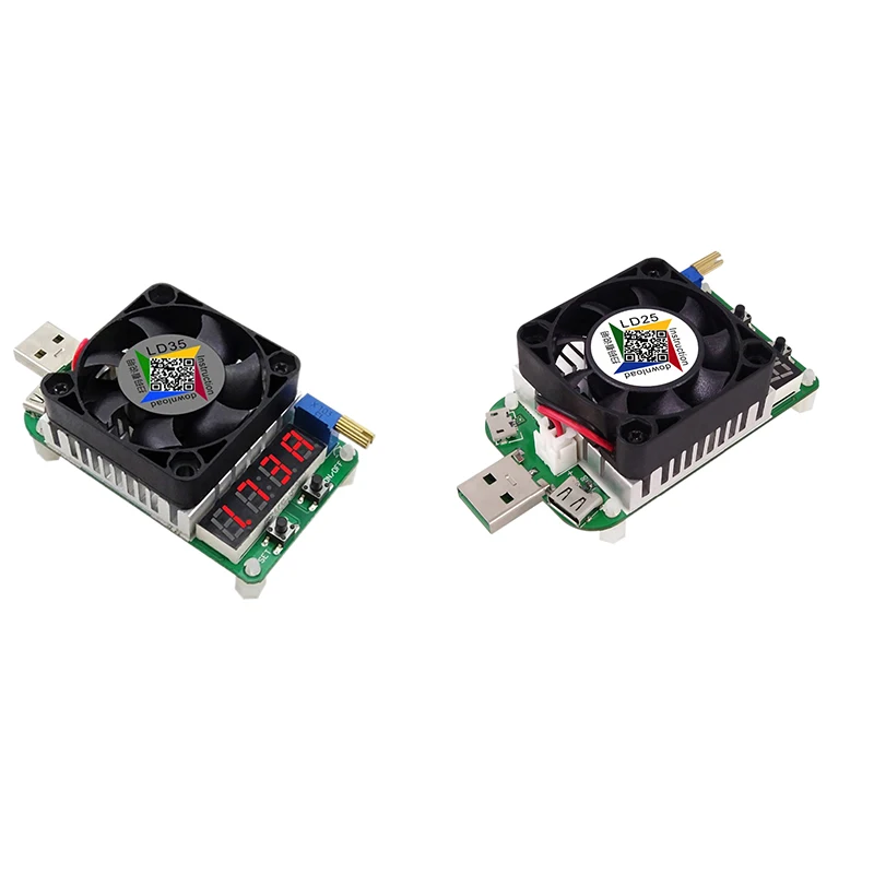 Electronic Load Resistor Usb Interface Discharge Battery Test Led Display Fan Adjustable Current Voltage 25W/35W