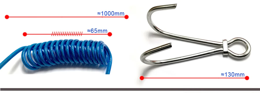 316 нержавеющая сталь Дайвинг двойной крюк, пружинный трос рифовый крюк, C030-01
