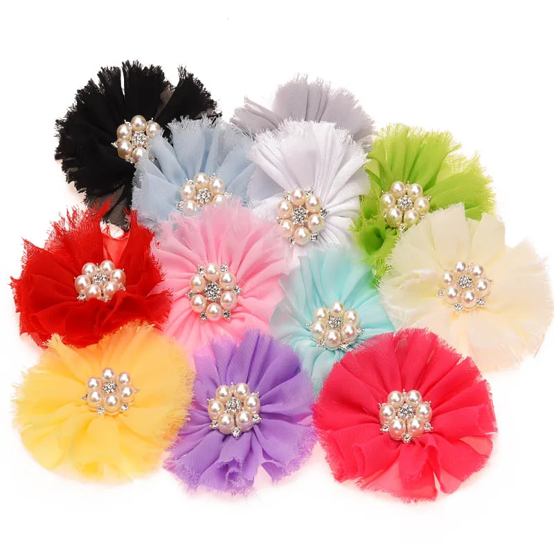 6pcs Hair Accessories Hair Flower Frayed Flowers Rhinestone Flower