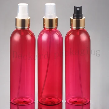 

20pcs 250ml Empty Amber Perfume Plastic Bottle With Fine Sprayer Pump,250CC Red PET Bottles Aluminum Mist Spray Pump Container
