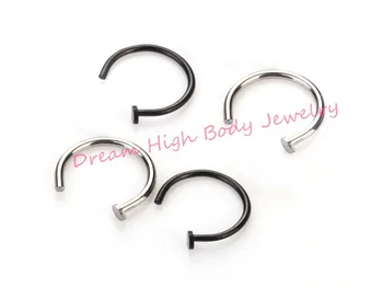 

Hoop Nose Ring Earring Stud Hot Stainless Steel Body Piercing Studs Jewelry 20g or 18g Steel Black diameter 6mm 8mm 10mm