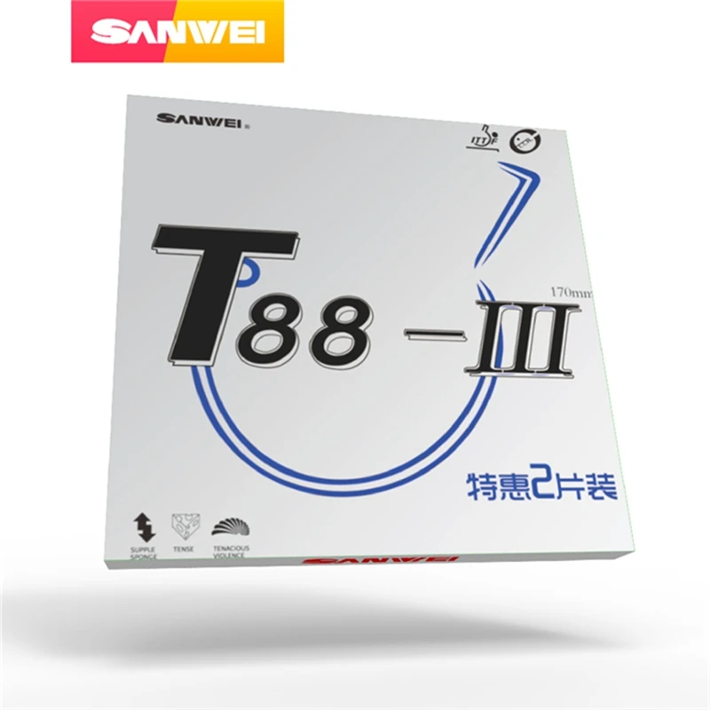 Sanwei T88-III Pips-In 2 шт. Настольный теннис резиновый лист с губкой ракетка для пинг-понга Резина