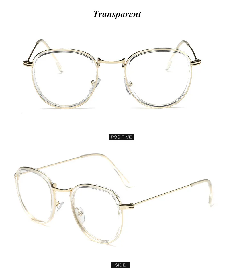 BOYEDA, новинка, круглые оправы для очков, женские очки, металлическая оправа для очков, прозрачные линзы, компьютерные очки, оптические женские очки класса - Цвет оправы: Transparent