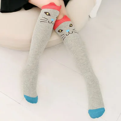Gray cat AiKway/Детские гольфы с милым рисунком лисы, медведя, носки для малышей хлопковые носки для малышей - Цвет: Gray cat
