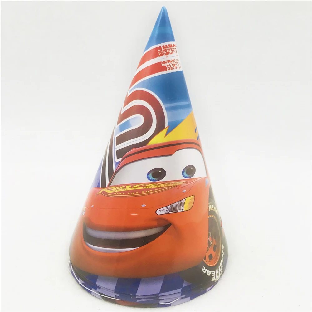 6 шт./компл. Lightning Mcqueen Бумага Шапки детский праздничный костюм поставки Babyshower праздничные колпаки с днем рождения партия поставок пользу