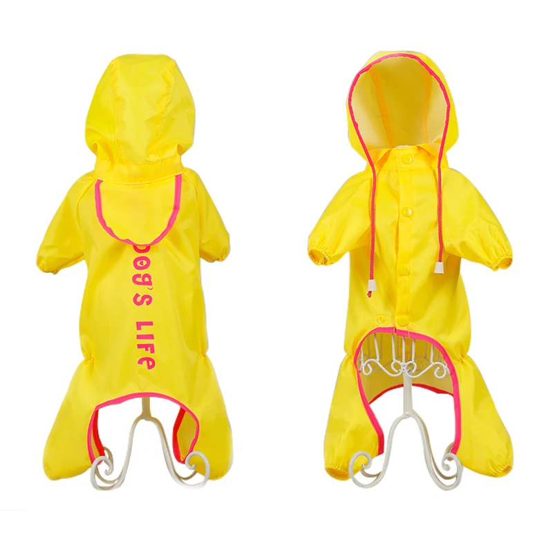 Дождевик с капюшоном для собак, водонепроницаемая одежда для собак, дождевик для домашних животных, маленький комбинезон для собак, костюм - Цвет: Цвет: желтый