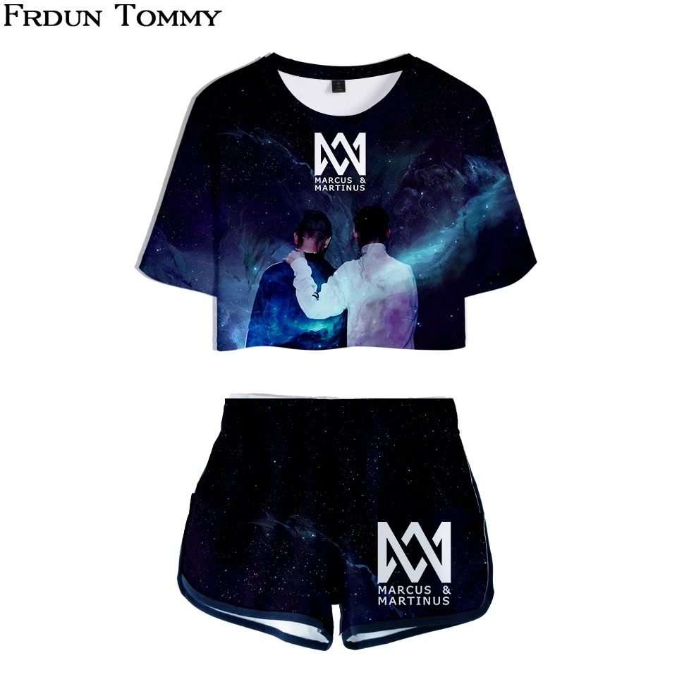 

Frdun Tommy 3D Women Sexy Sets Marcus &martinus Short Sleeve Tees and Short Pants Funny Printed Fashion Casual High Quality Tops