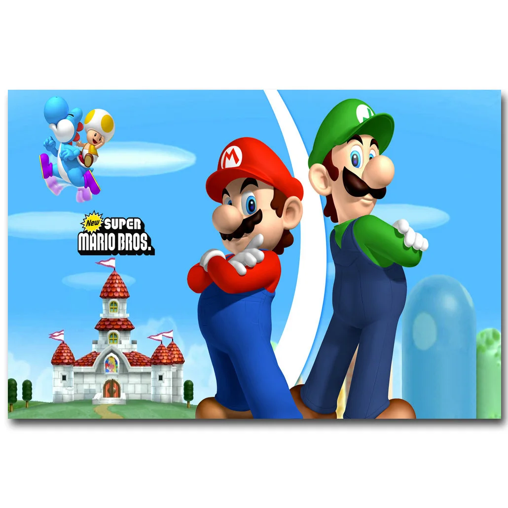 Super Mario Bros художественный шелковый тканевый постер с принтом 13x20 24x36 дюймов Vedio