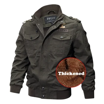 

2019 Winter Men's Uniform Velvet Warm Bomber Jackets Army Military Motorcycle Pilot Hiking Jacket Hunting Coat Cargo Outerwear