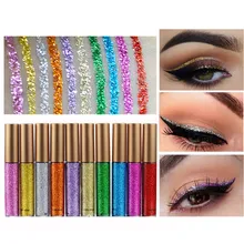 Новые 10 цветов Яркие мигающие подводки для глаз водоустойчивые, блестящие жидкость для снятия макияжа глаз Подводка для макияжа глаз