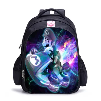 

16 inch Children School Bags Cartoon Mario Printing Backpacks For Boys Girls Mario Bros Bag Students Birthdays Gifts