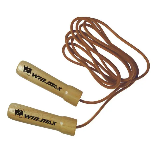 Wooden Handles Leather Jump Rope 1