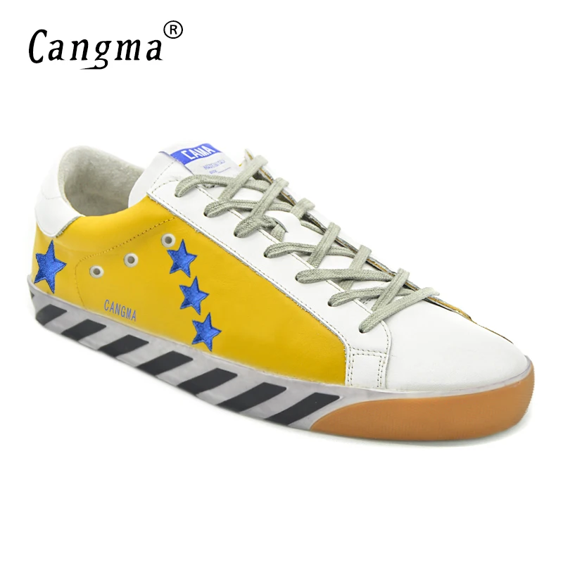 

CANGMA Top Brand Platform Shoes Women Genuine Leather Superstar Female Comfort Casual Yellow Stella Shoes Sapatilha Das Mulheres