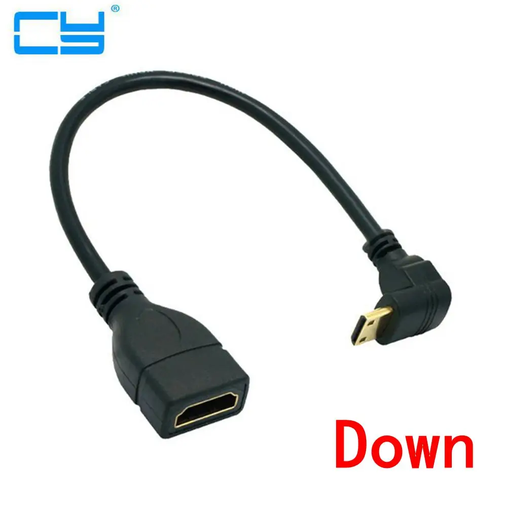 Вверх вниз вправо влево угловой мини HDMI к HDMI мужчин и женщин кабель 10 см для ноутбука ПК HDTV Тип C hdmi мини hdmi угол адаптера