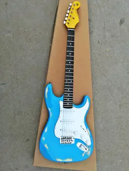 

High quality FDST-1039 Antique Do old sky blue color solid body with white pickguard electric guitar, Free shipping