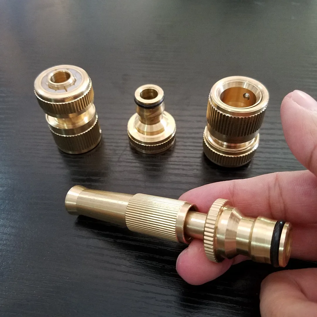 4Pcs x Garden Brass Hose Pipe Fitting Set Tap Quick Connectors & Spray Nozzle