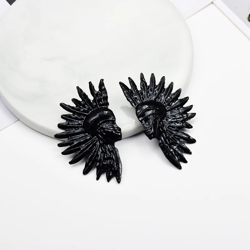 

2019 New Arrive Face Shaped Earrings Jewelry ZA Statement Metal Drop Earrings Fashion Trend Pendientes Bijoux For Women Girls